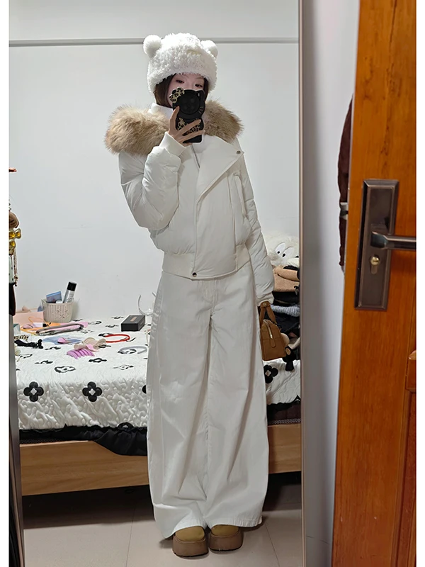 بنطلون جينز أمريكي عتيق الطراز بخصر مرتفع وساق واسعة للنساء، تصميم فضفاض بقصة مستقيمة وطول يصل إلى الأرض، موديل جديد للخريف