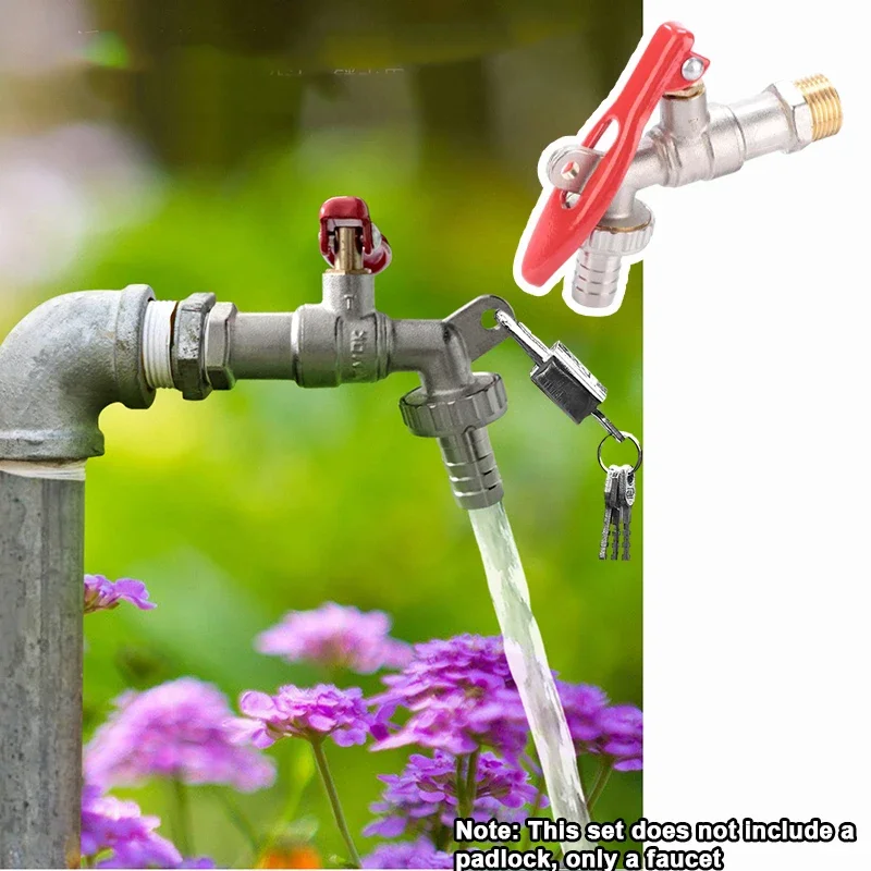 1/2 Inch Brass Wire Water Tap Lockable Faucet Out Side Garden Irrigation Garden Hose Faucet with Lock Water Tank Connector