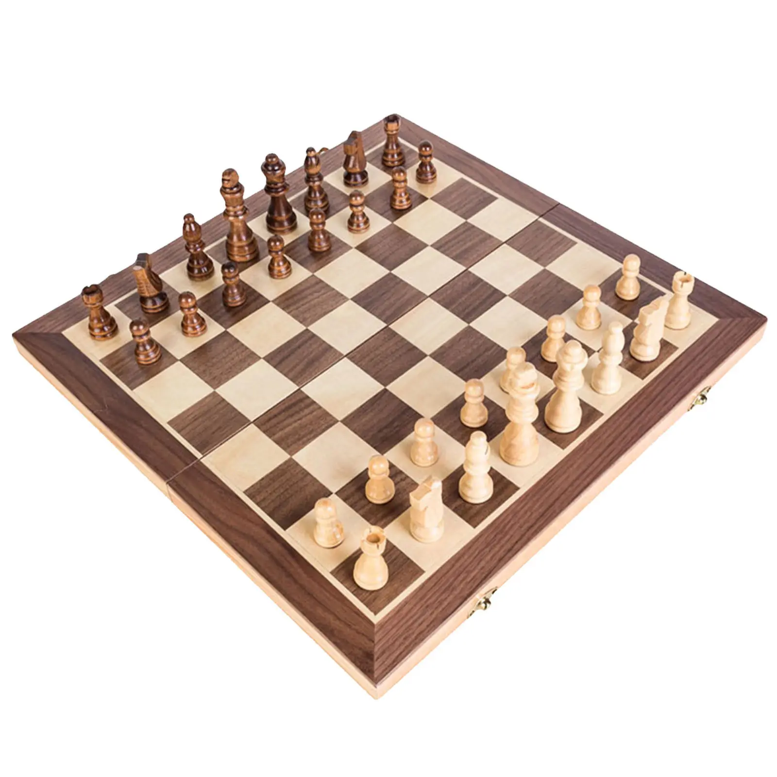 

Wooden Folding Chess Set International Chess Board 40Cm Portable Strategy Educational Game for Adults