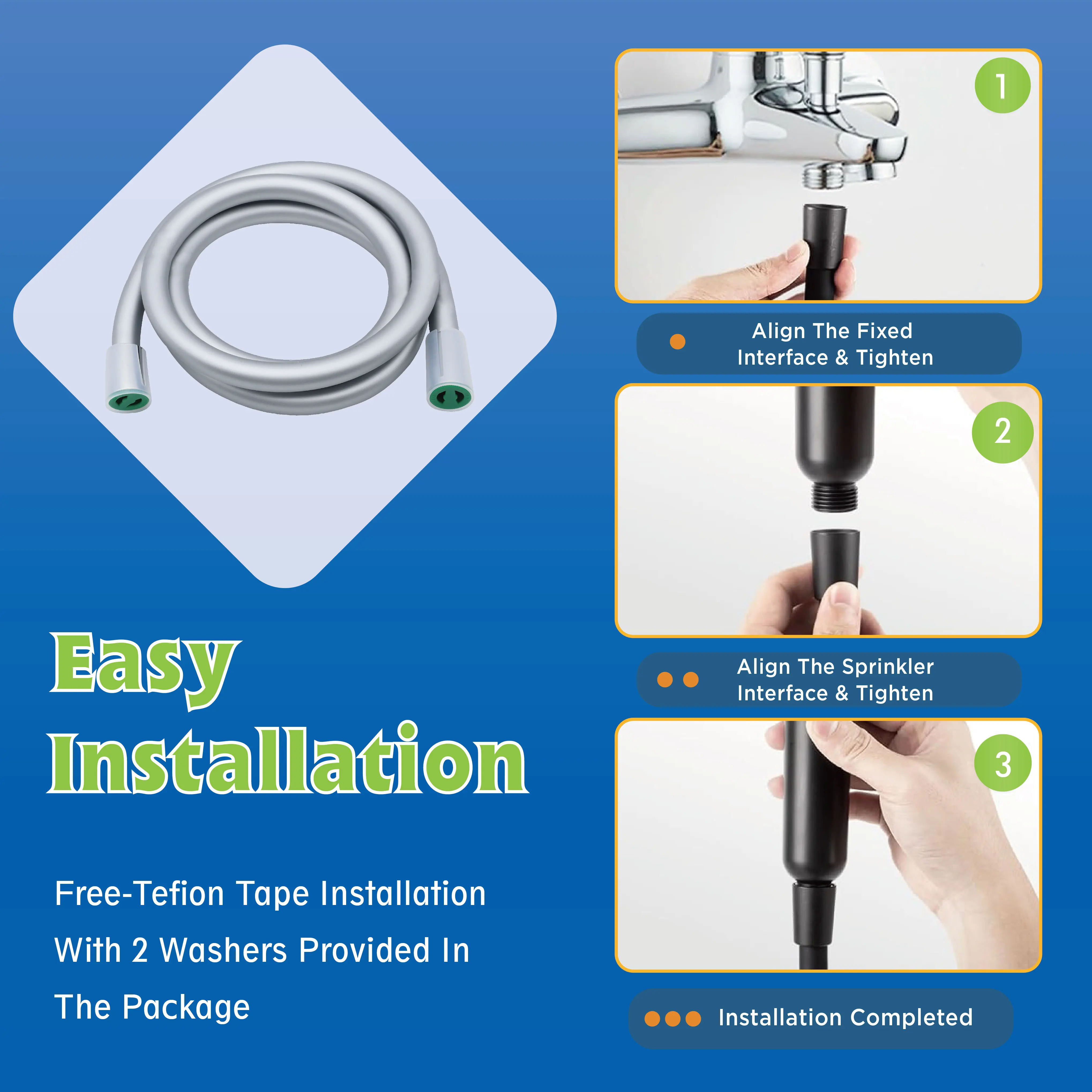 KING SMART Ultra-Soft Silicone Handheld Shower Head Hose Replacement; 5 FT; Silver; 1pcs/case; 81003