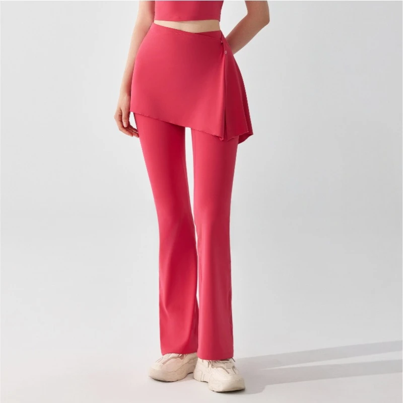 

Съемные расклешенные брюки из двух частей, юбка с завышенной талией, закрывающая бедра, спортивные и фитнес-штаны для йоги, женские брюки для йоги