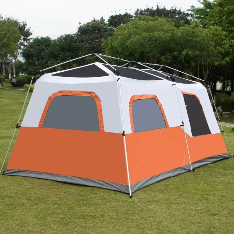 

Heavy Water Proof Outdoor Hiking Double Layer 5 8 10 Person Foldable Instant Family Waterproof Camping Semi-automatic Tent