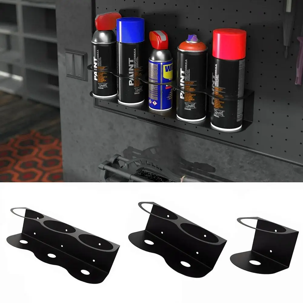 

1/2/3 Holes Spray Bottle Holder Wall Mount Rust-proof Spray Can Storage Rack Heavy-Duty Multifunction Paint Bottle Organizer