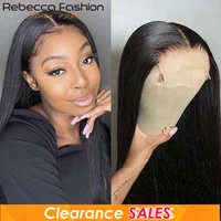 Peluca con malla Frontal recta Rebecca 4X4, cabello humano liso de hueso para mujeres, pelucas de encaje humano, pelucas de encaje brasileño, pelucas frontales rectas