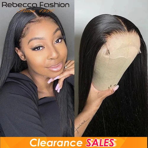 Peluca con malla Frontal recta Rebecca 4X4, cabello humano liso de hueso para mujeres, pelucas de encaje humano, pelucas de encaje brasileño, pelucas frontales rectas