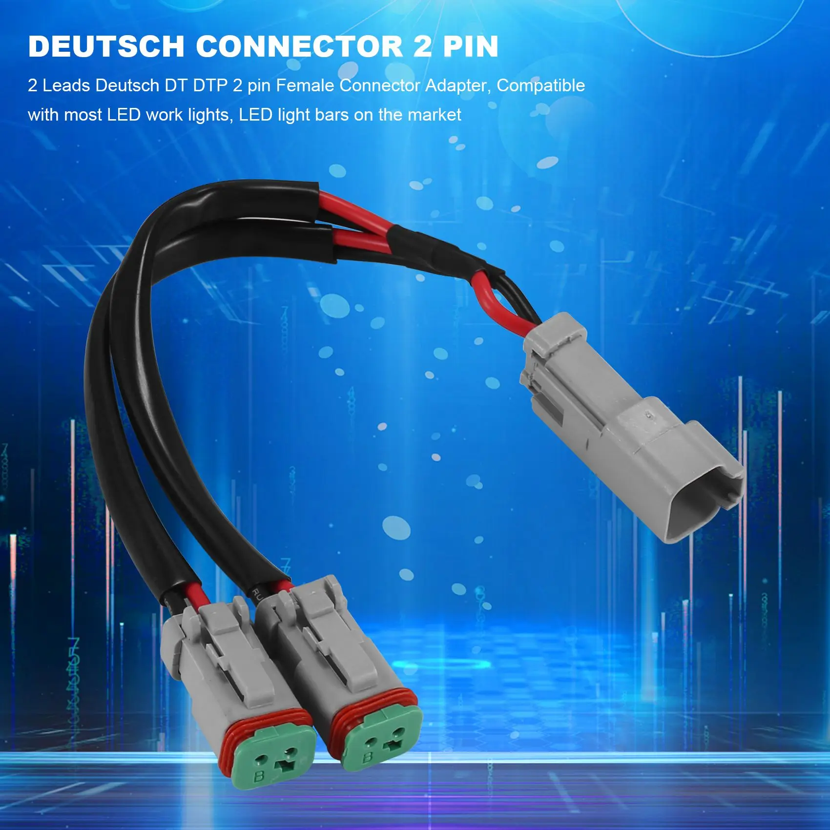 A64P-Y Type Leads Deutsch DT DTP 2 Pin Socket Adapter For LED Pod Work Light Retrofit Connectors Wiring Harness