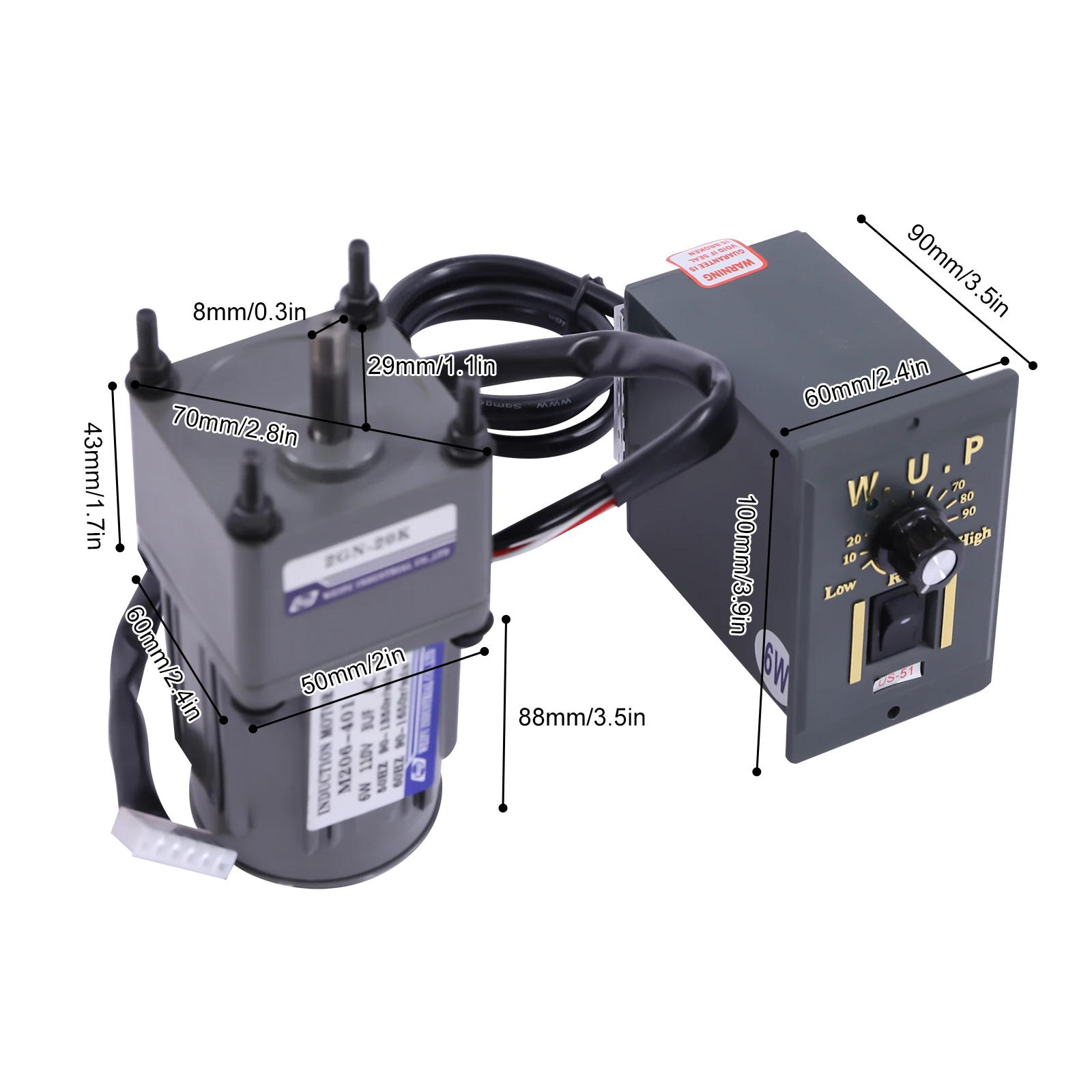 Variable Speed Motor with Copper Coil, 1400RPM Max Speed, Low Noise, and High Stability, Complete with Speed Governor and