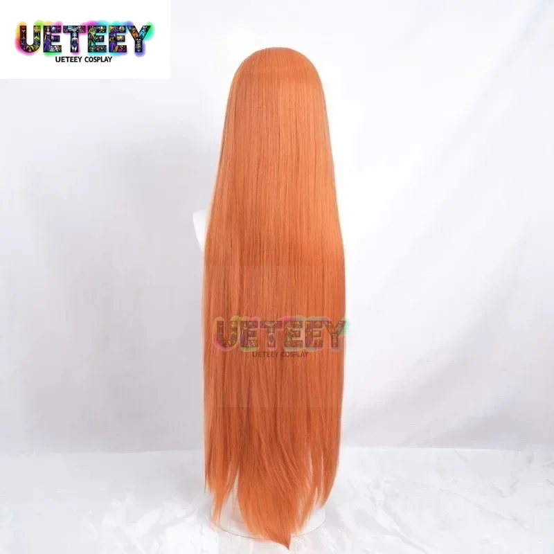 UETEEY COS 애니메이션 블리치 이노우에 오리히메 코스프레 의상 헤어 헤드웨어 슈퍼 롱 오렌지 만화 가발 썸네일 2