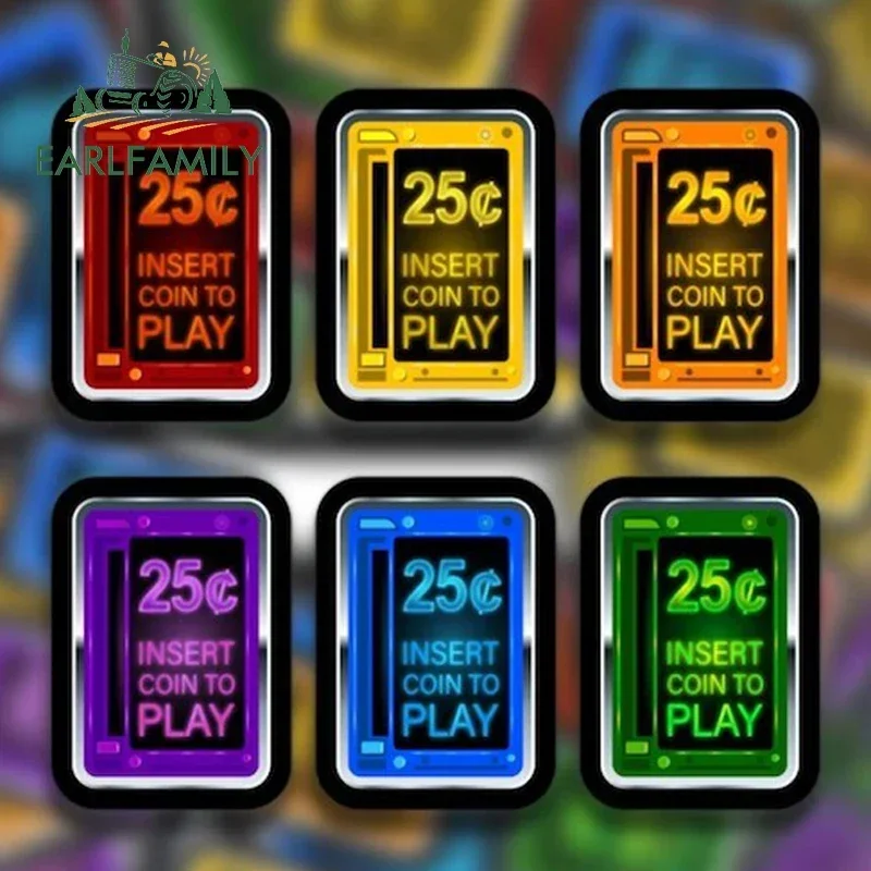 EARLFAMILY 13cm For Arcade 25 Cents Insert Coin To Play Car Sticker Car Accessories Fun Decal Occlusion Scratch Vinyl Graphics