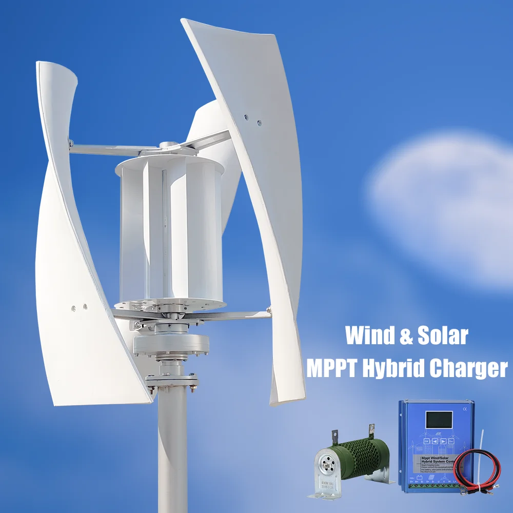 5000W Vawt Windmolen Verticale As Residentiële Windturbine 24V 48V Windenergie Generator Elektrische Generator Met Mppt Lader
