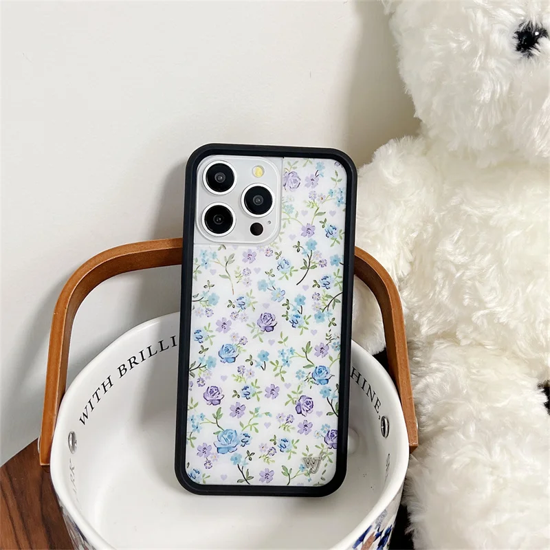 Wildflower 3D Various Colors Screen Of Flowers Phone Case for iPhone 15 14 13 Pro Max WF Cute Shockproof PC Back Cover Funda