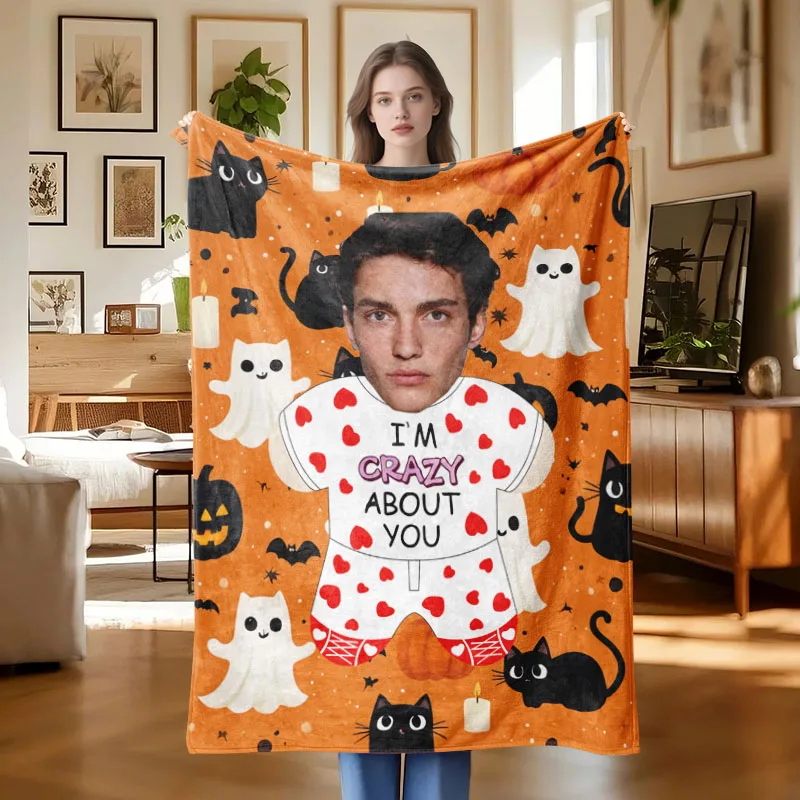 

1 шт., фланелевое одеяло на Хэллоуин с изображением призрака и кошки, подарки, подходит для гостиной, спальни, дивана, автомобиля, офиса, общежития, декор