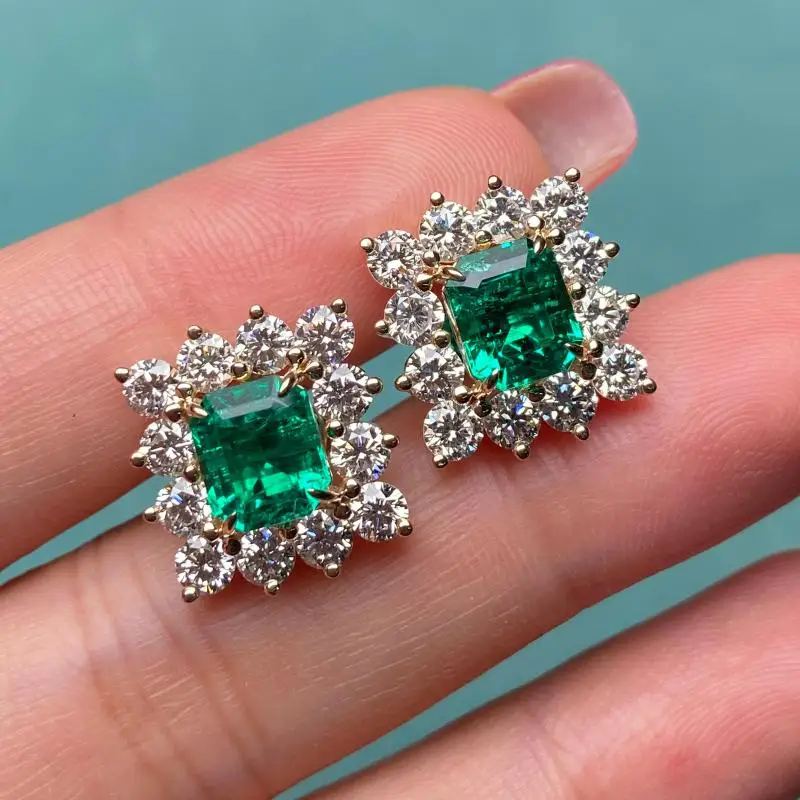 RUIF 2025 New Classic Style14K Emerald Shape 5x6mm And Side Stone Lab Diamond Girlfriend Gift