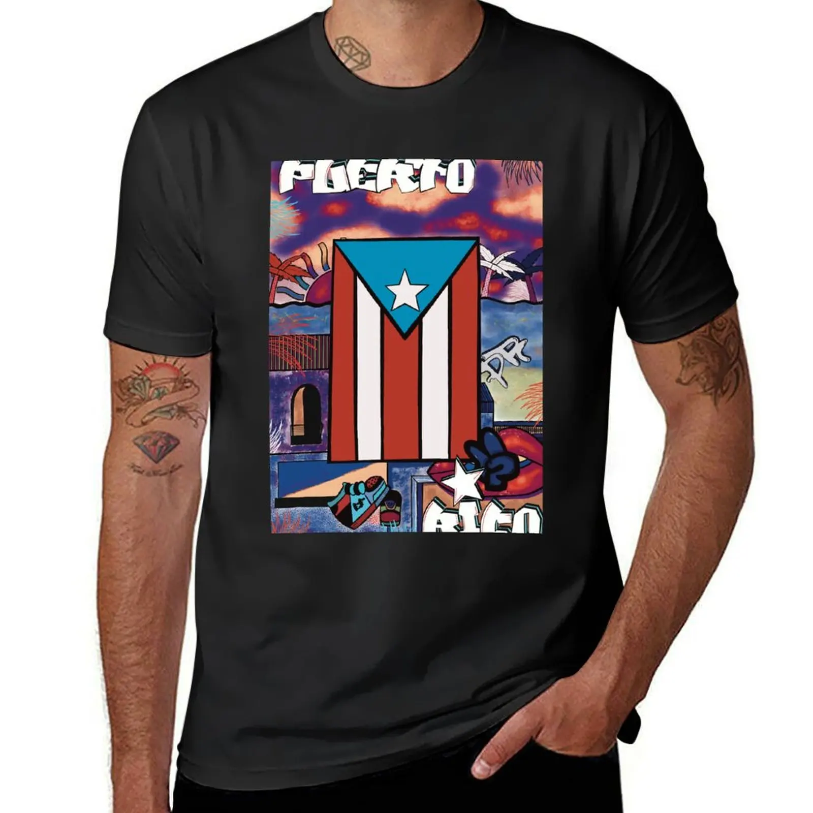 Red, White, & Blue Puerto Rico (Dark Hues) T-Shirt oversized customs animal prinfor boys men clothes