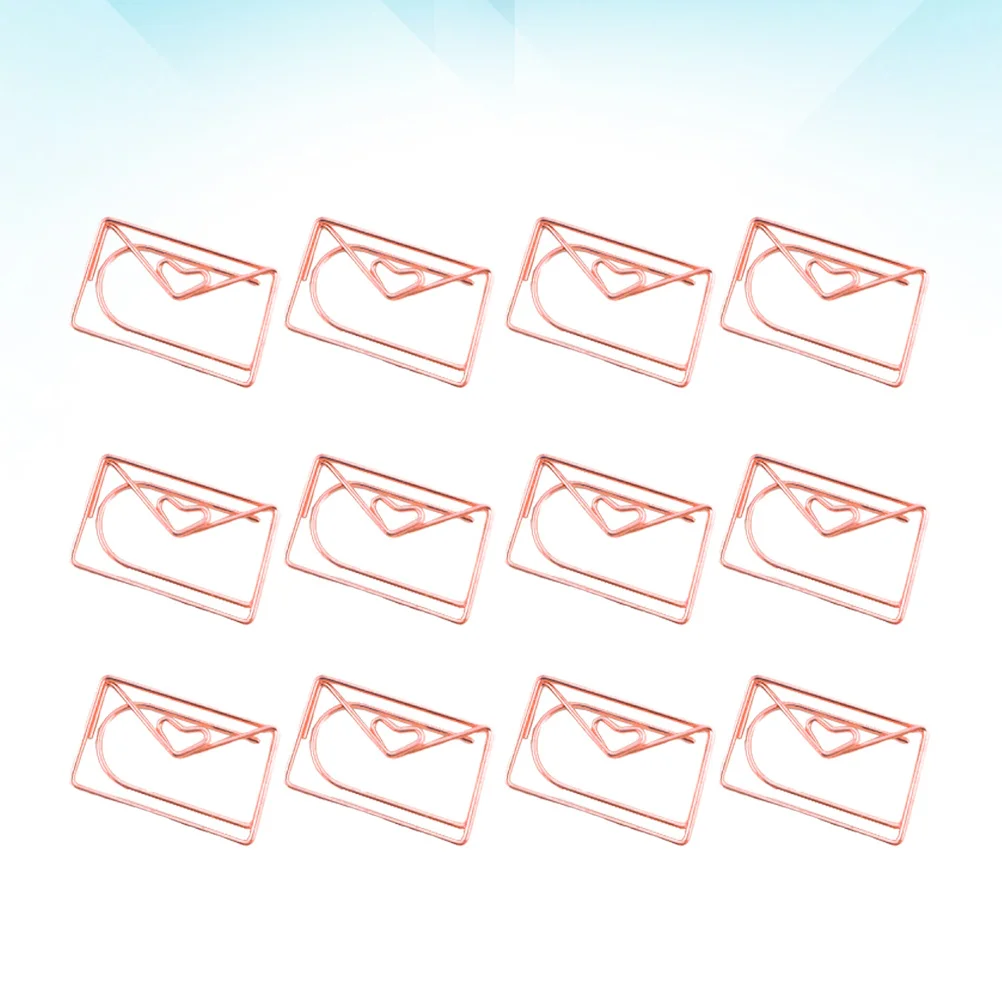 

12 Pcs Rose Gold Paper Clip Bookmark Envelope Clips Office Supplies Cherry Blossoms Adorable