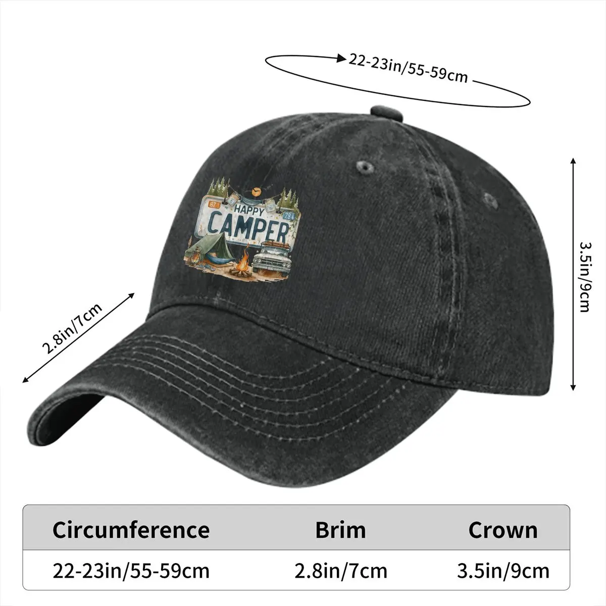 Happy Camper Baseball Cap Men Hats Women Visor Protection Snapback Camper Camping Caps