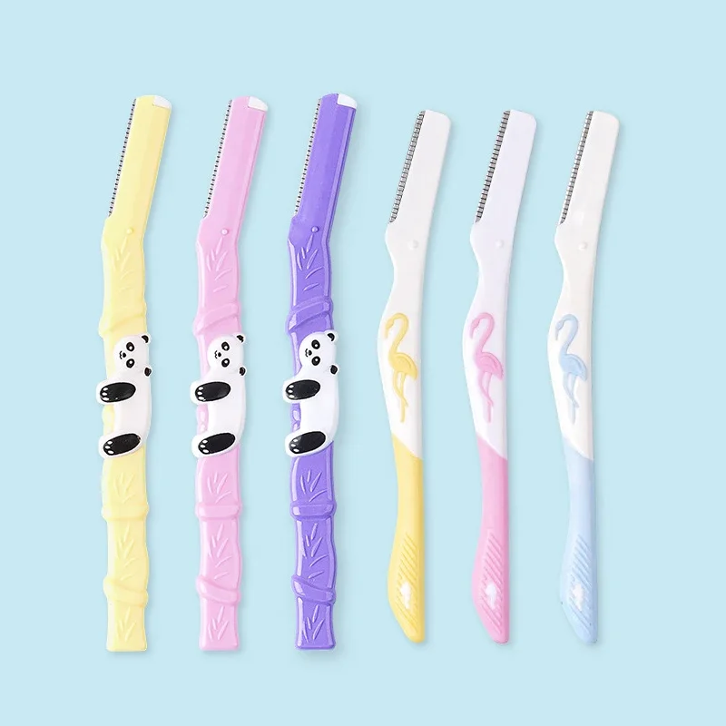 Yunduogirl 6/10pc Panda Flamingo Eyebrow Trimmer Safety Mini Portable Painless Face Razor Eye Brow Cutters Makeup Tool