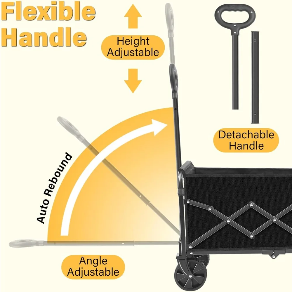 Chariot pliable d'une capacité de 360 lb – Chariot utilitaire tout-Terrain portable pour le camping, le shopping, le sport et les voyages