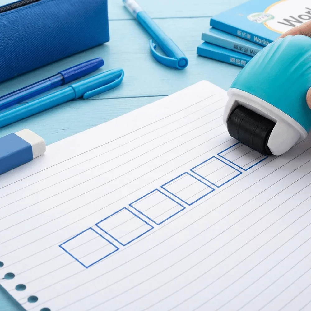 Double Line Grid Teaching Seal Equal Equation Number Roller Roller Stamp Reusable Adorable Design Double Line Seal