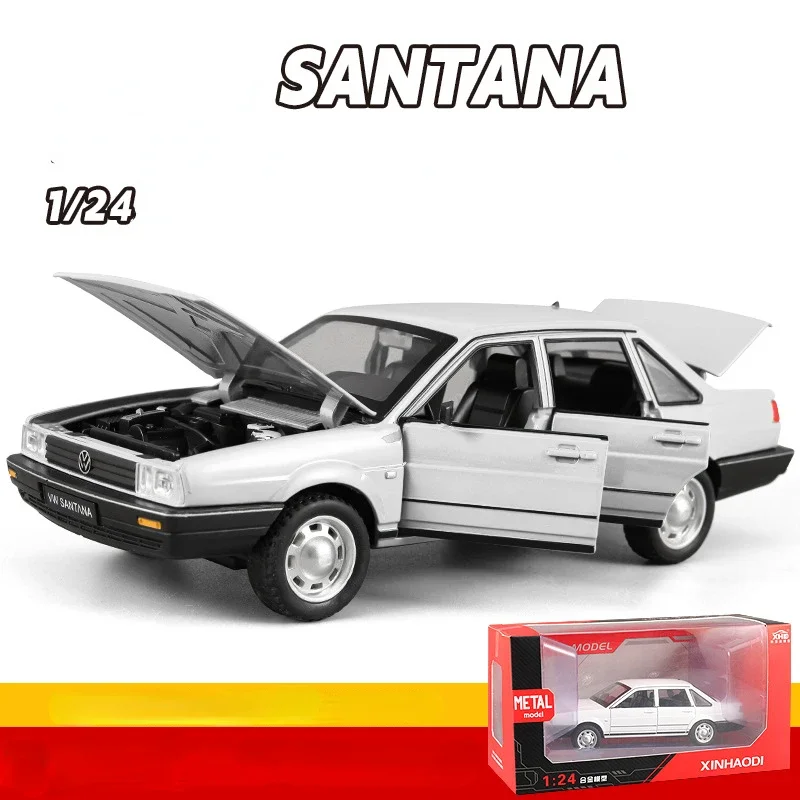 1:24 Volkswagen SANTANA Retro รถจําลองเสียงและแสงดึงกลับ Collectvie Diecast ของเล่นตกแต่งรถ C318