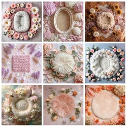 MOON.QG Newborn Baby Shower Communion Backdrop Flower Blanket Feather Pet Bed Decoration Photography Background Studio Photozone