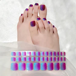 Solid Color Toe Gel Nail Strips Full Adhesive Waterproof Korean Semi Cured Foot Gel Nail Art Wraps UV Lamp Need Nails Stickers