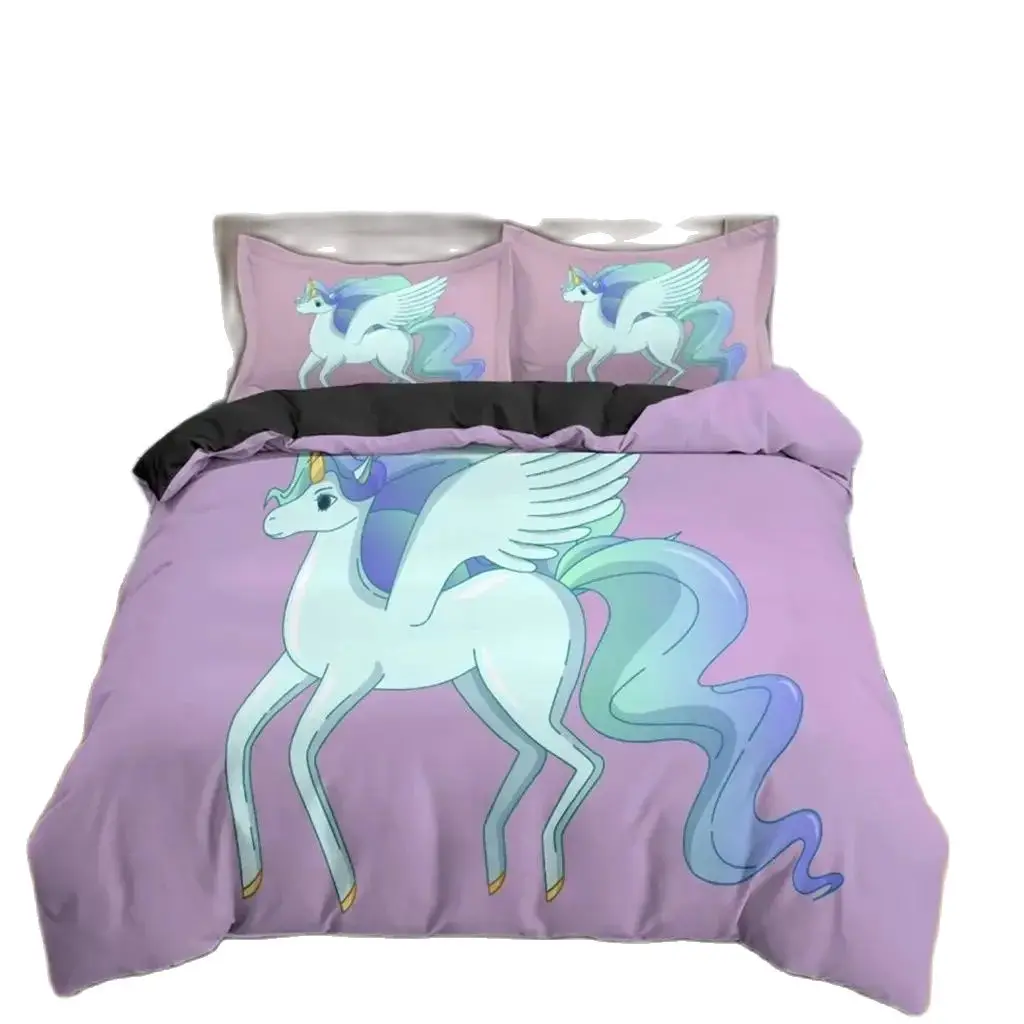 

Rainbow Unicorn Bedding Set Cartoon 3D Unicorn Duvet Cover Girls Bedding Sets Adults Europe Bed Set King Size