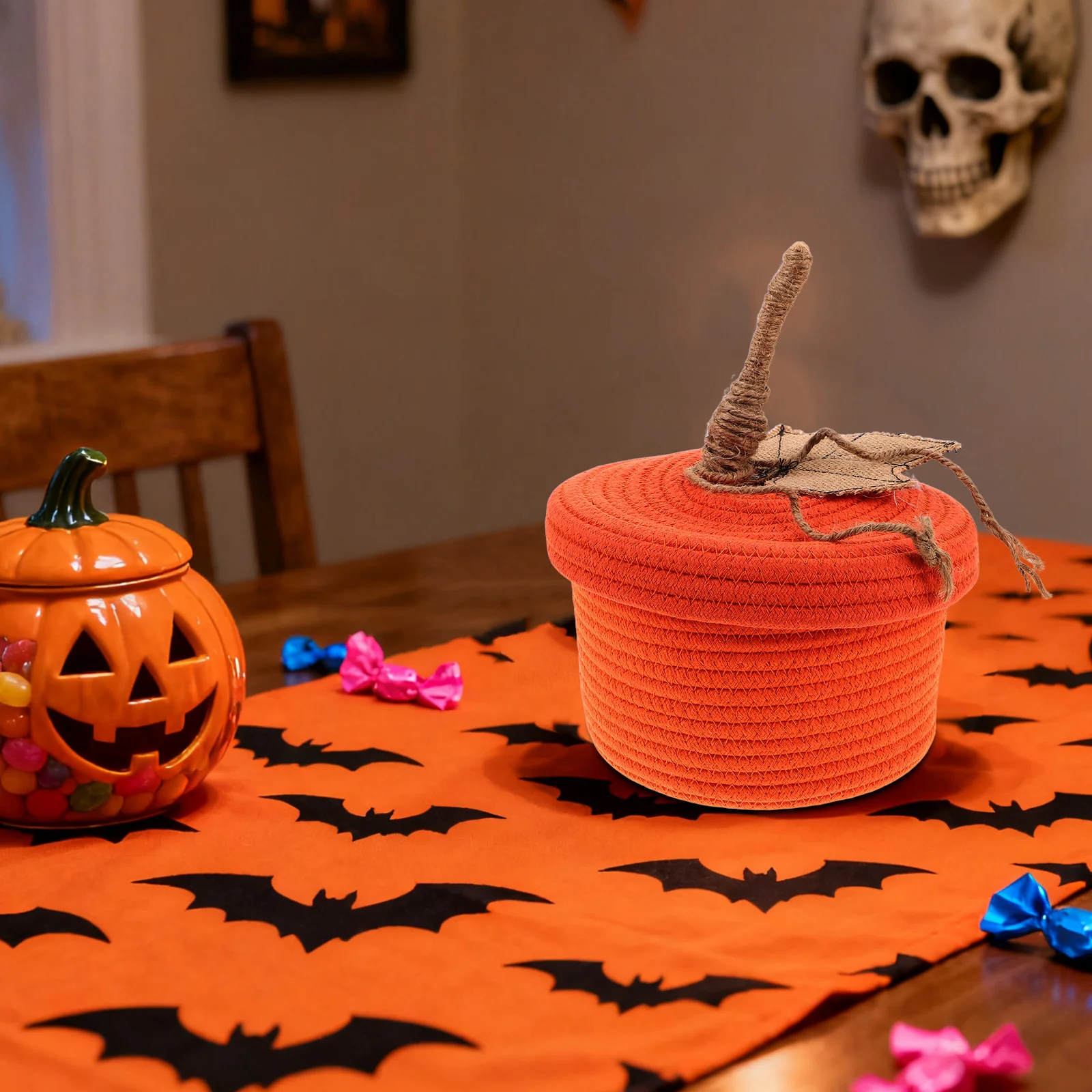 

Charming Pumpkin Style Cotton Rope Basket Sturdy and Stable Storage for Bedroom Sundries Desktop Organizing Home Supplies