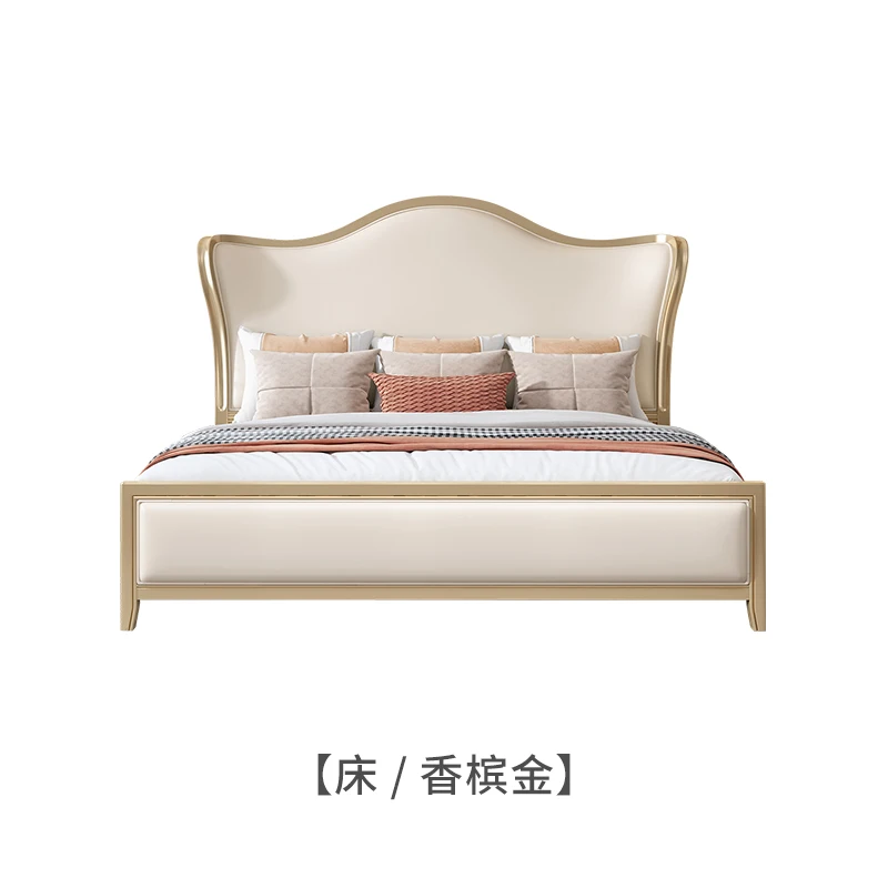 light luxury solid wood bed modern simple 2 meters 2.2 European double bed high-end atmospheric ingot crown bed