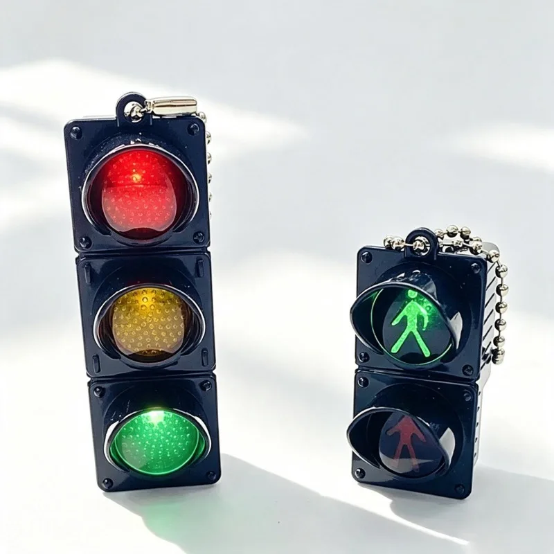 1/2 Pcs Creative Simulation Electronic Traffic Pedestrian Light Keychain Backpack Pendant Mini LED Light-emitting Kids Toy