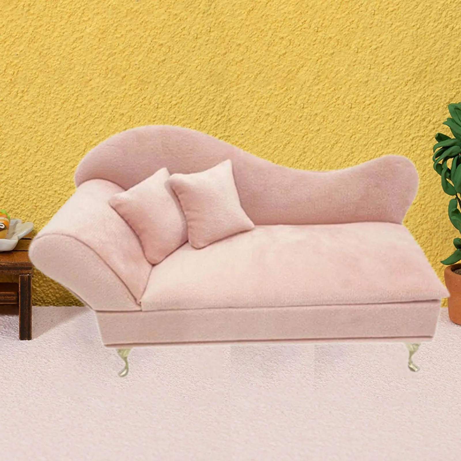 صندوق مجوهرات ديكور منزلي جميل بمقياس 1/6 أريكة وردية لعرض المجوهرات حاوية تذكار لسوار بروش وقلادة القرط