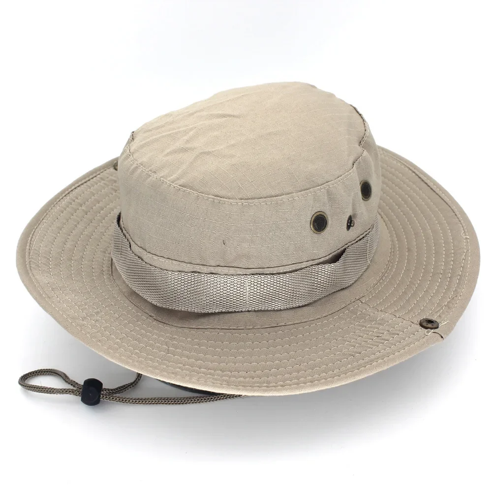 

Men Women Sports Boonie Washed Cotton Twill Chin Cord Hat Travel Sun Cap Bucket Style Fisherman Hats