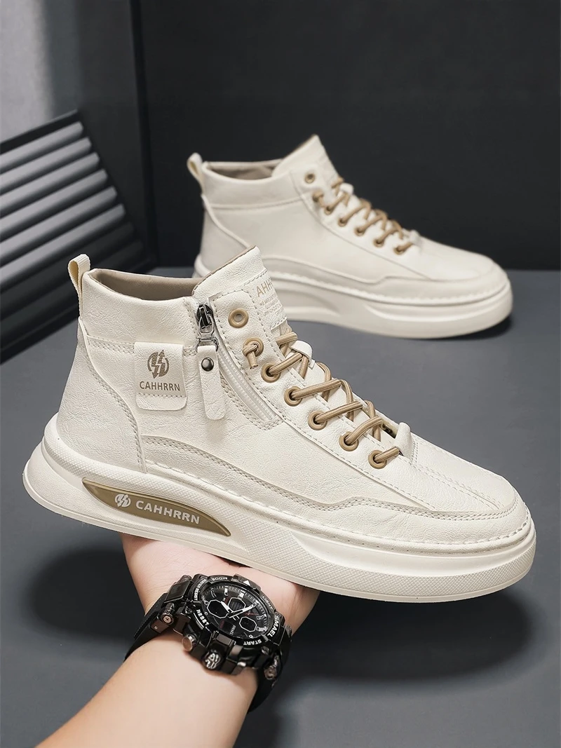 Men's High-Top Work Shoes Waterproof Non-Slip Leather Upgraded Version 2026 Autumn Winter Casual Trendy Soft Bottom Shoes
