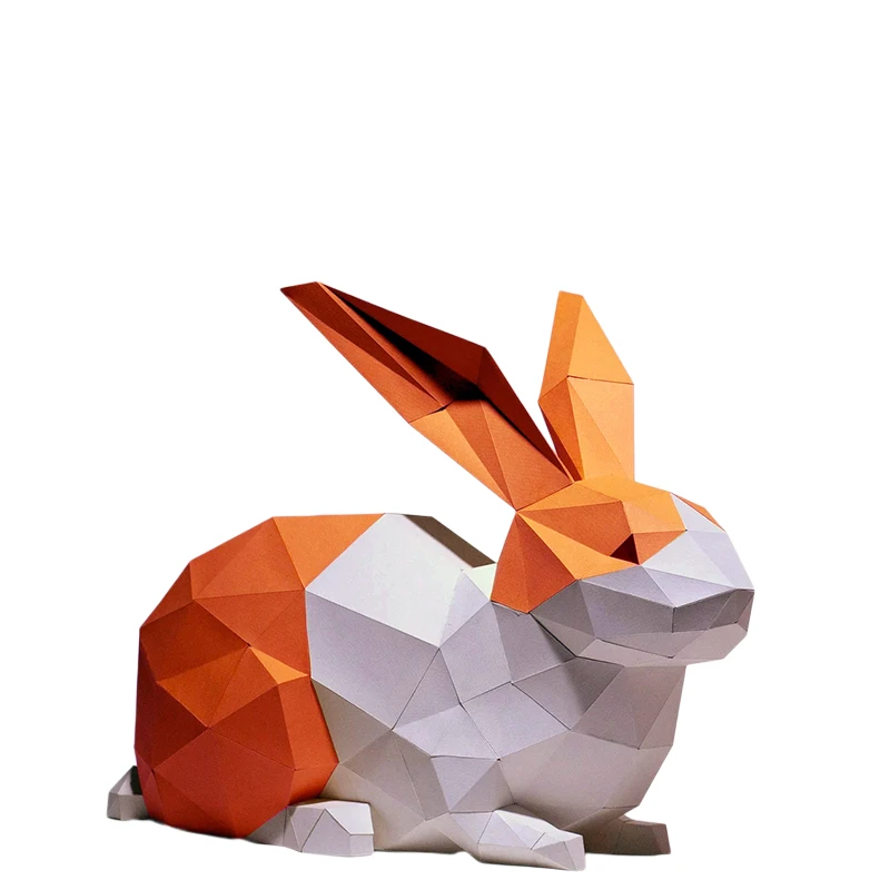 Modèle en papier lapin, décoration de bureau pour la maison, ornement de salle, artisanat en papier, puzzle 3D, jouets éducatifs créatifs faits à la main, accessoires