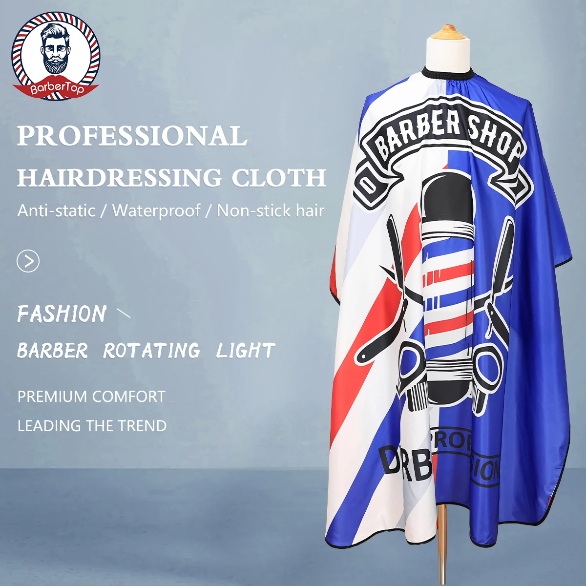 Blue Barber Haircut Cloth Apron Hair Cut Cape Gown Hairdressing Coat for Hairdresser Barbershop Salon Accessory