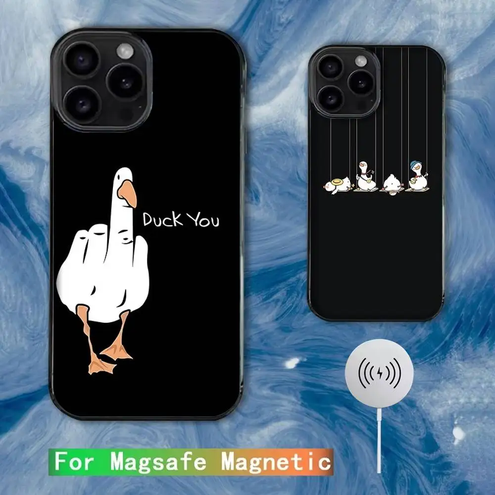 

Cartoon Doubt Duck Phone Case For iPhone 16e,16,15,14,13,12,11,Plus,Pro,Max,Mini Magsafe Magnetic Wireless Charging