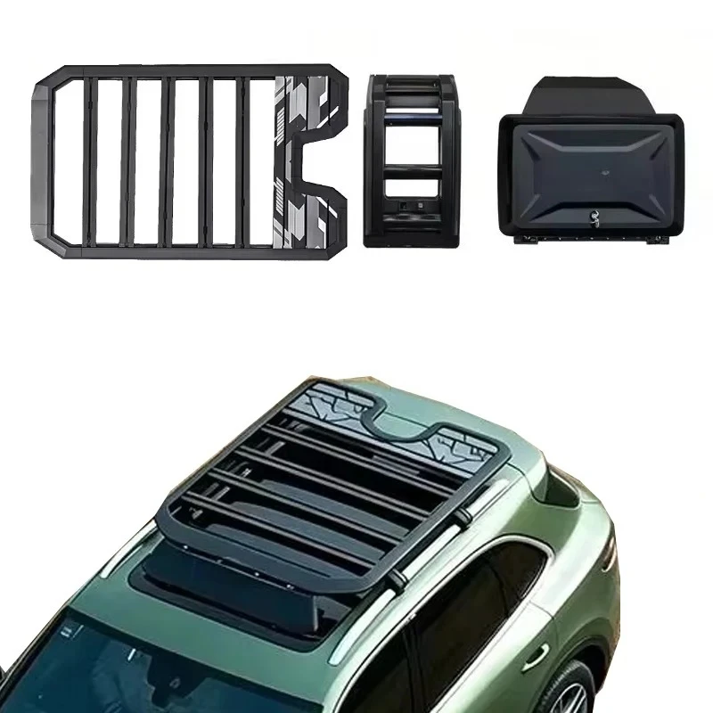 Aluminum Alloy Car Roof Cargo Luggage Rack Baskets Side Ladder Side Box for Porsche Cayenne 2005-2012