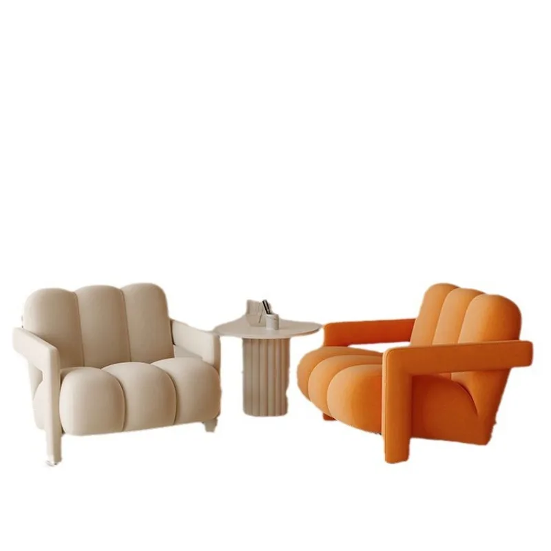 

Cream wind sofa single chair single Internet celebrity modern simple leisure lazy special-shaped sofa chair