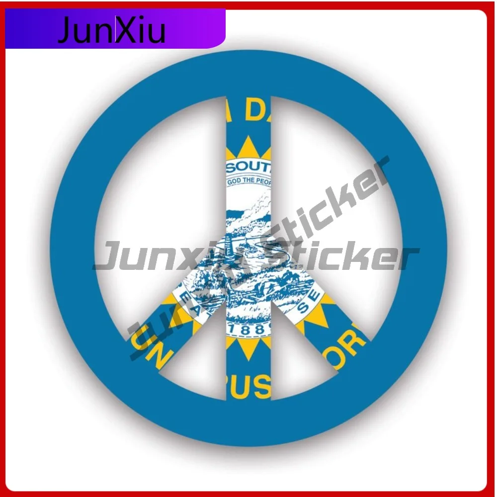 

South Dakota Flag Peace Symbol Stickerwaterproof Anime Window Waterproof Vinyl Decal For Air Conditioners High Quality Outdoor