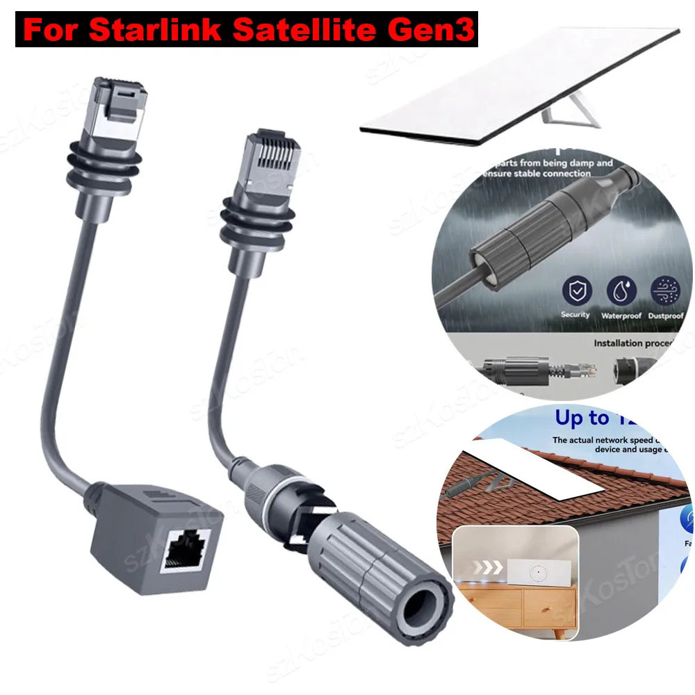 For Starlink Gen3 Ethernet Extender Adapter SPX to RJ45 for StarLink V3 Dish Router Converter Cable House/Camping Accessories