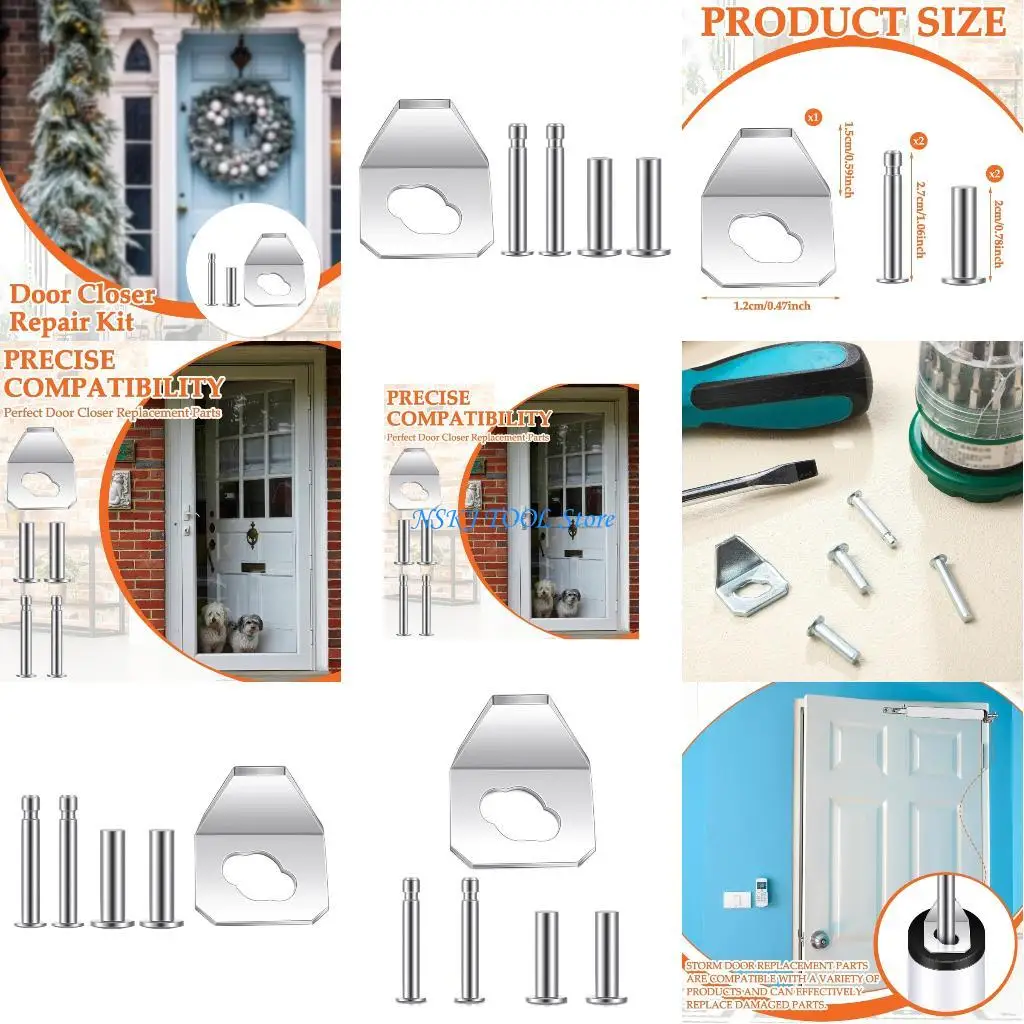 

L8RC Complete Door Repair Parts Metal Replacement Pins Plate Protectors Set