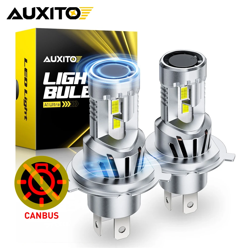 

2Pcs AUXITO 25000LM Turbo LED H4 9003 LED Lights Bulb Canbus Headlights High Low Beam with Dual Fan No Error 80W High Power 12V