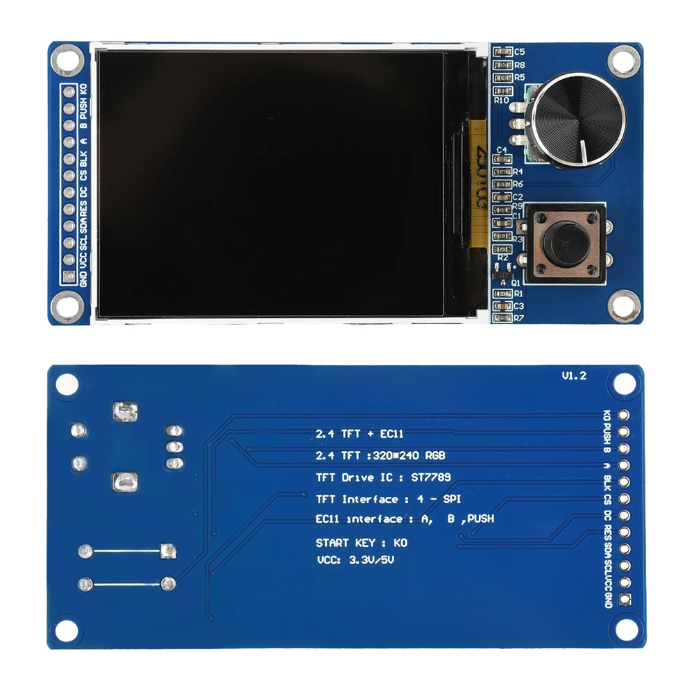 Module Encodeur Rotatif EC11 + Écran TFT 1.8" SPI ST7735S 128x160 RGB Avec Bouton