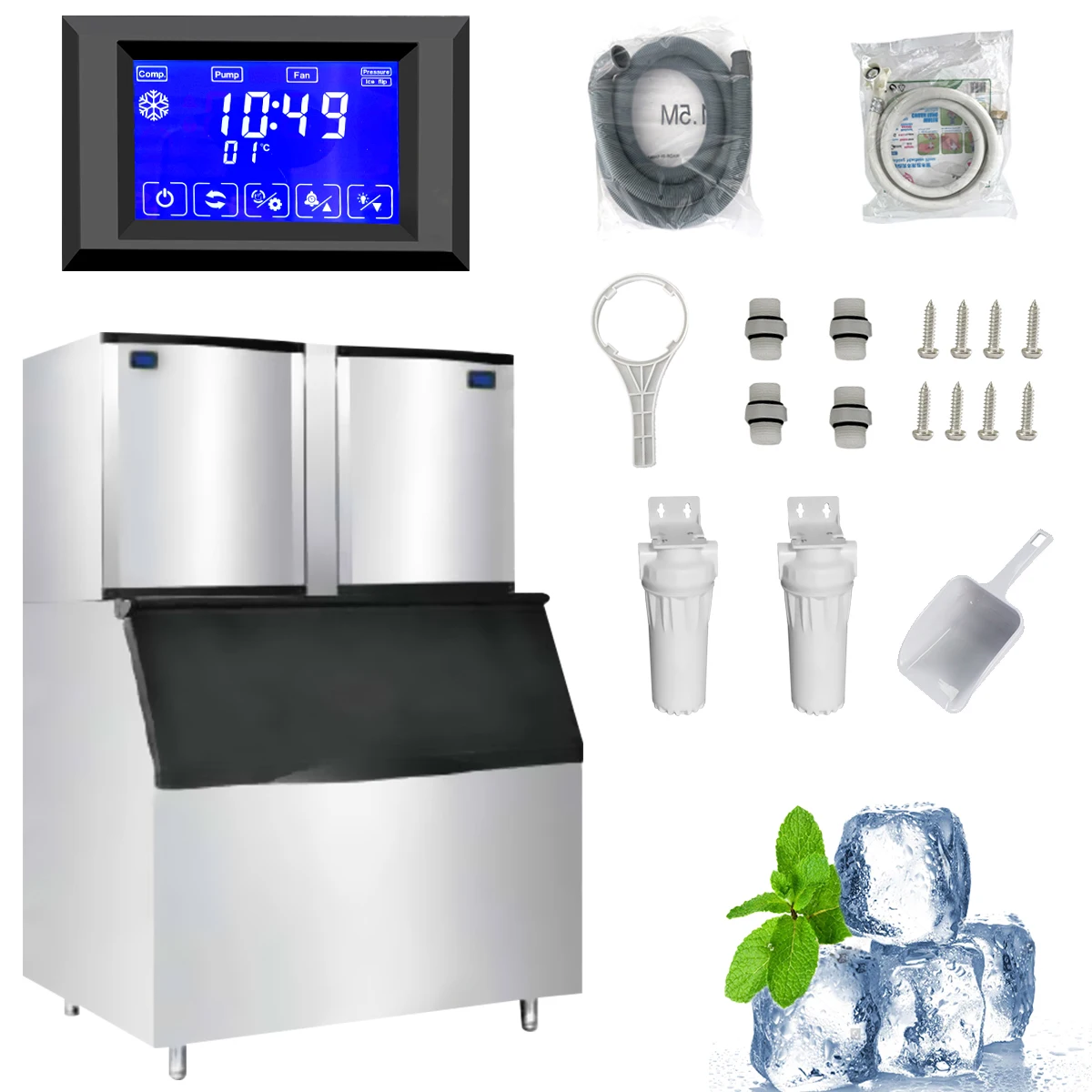 

Gold Seller 22KG /24H Clear Ice Machines Crescent Ice Maker for Commercial Use