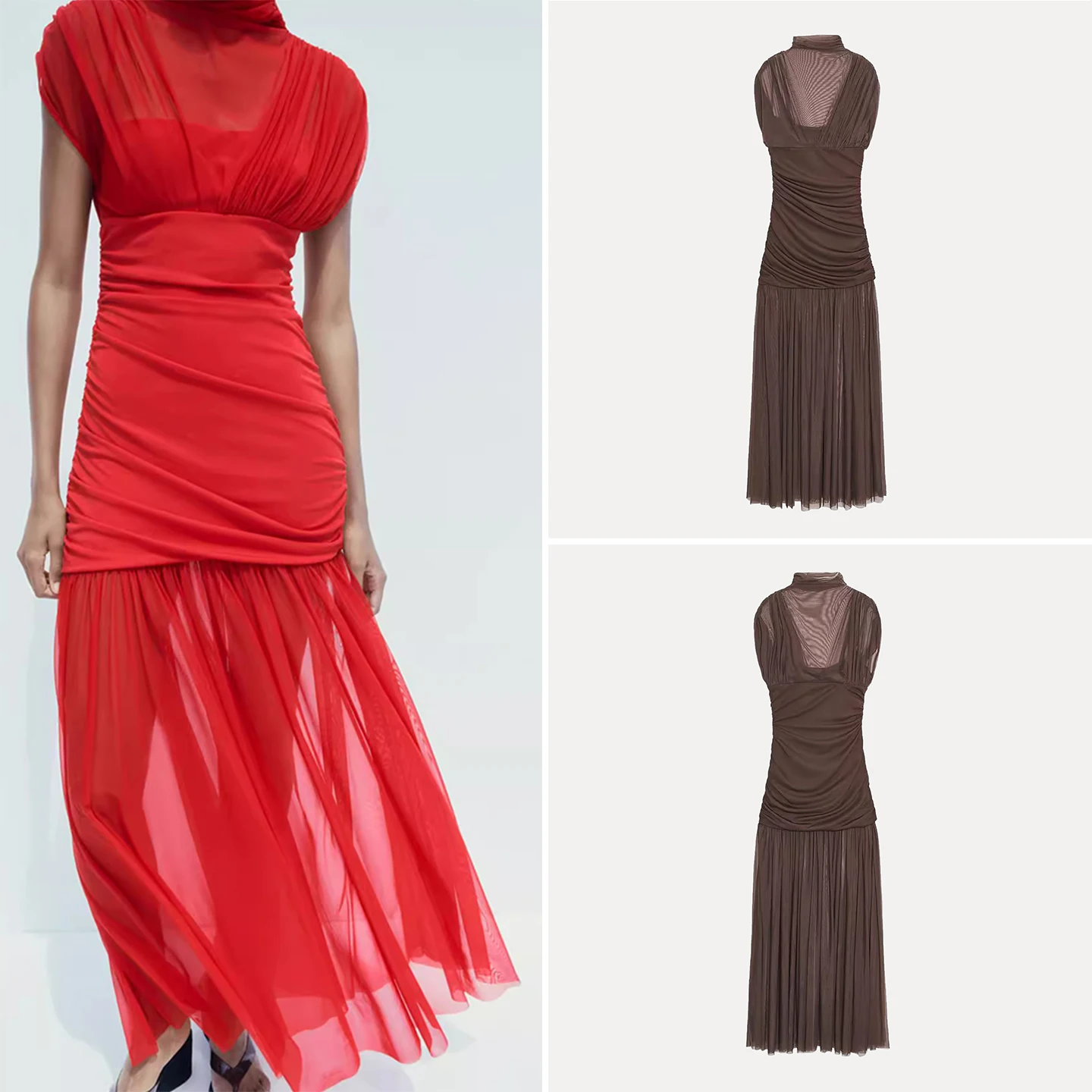 Ele Midi Dr 2025 Abito da donna autunno nuovo Sle con giunture in rete di seta di Z per l'uso quotidiano in Cina