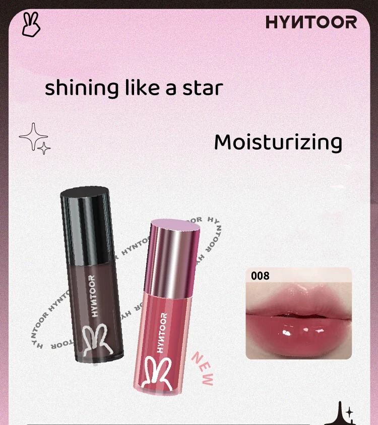 HYNTOOR Shining Moisturizing Pink Fantasy Planet Lip Glaze Mango Fragrant Mirror Surface Glossy Lip Tint Liquid Lipstick Makeup