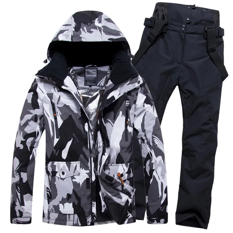 

Winter Sport Man Snow Sets Outdoor Mountain Warm Hooded Jacket Pants Men Ski Suits Waterproof Insulated Female Skiing Costume