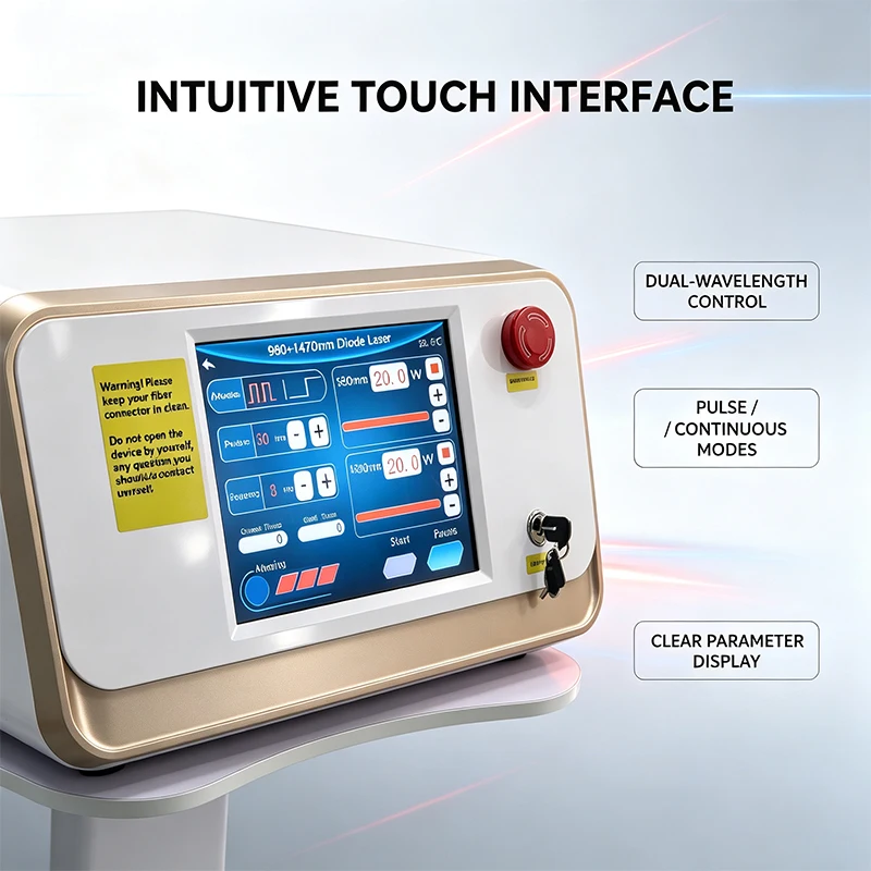 40W Pulse Continuous Dual Mode Diode Laser Device 980nm 1470nm Local Fat Management Skin Smoothing Anti Inflammatory Instrument