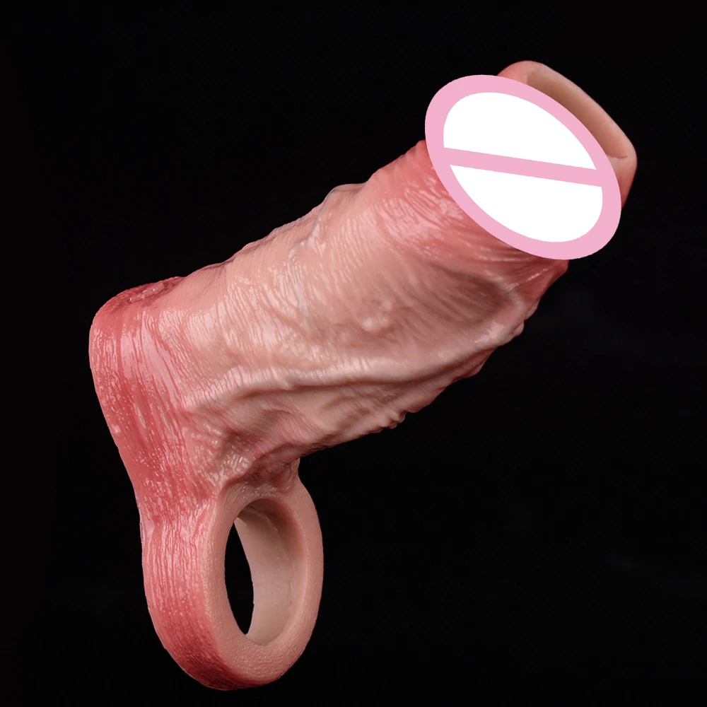 ORALSX 4 أنماط قابلة لإعادة الاستخدام مفتوحة نهاية القضيب كم كبير سيليكون ديك تمديد جهاز متعة الجنس لعب للرجال ديك توسيع #4