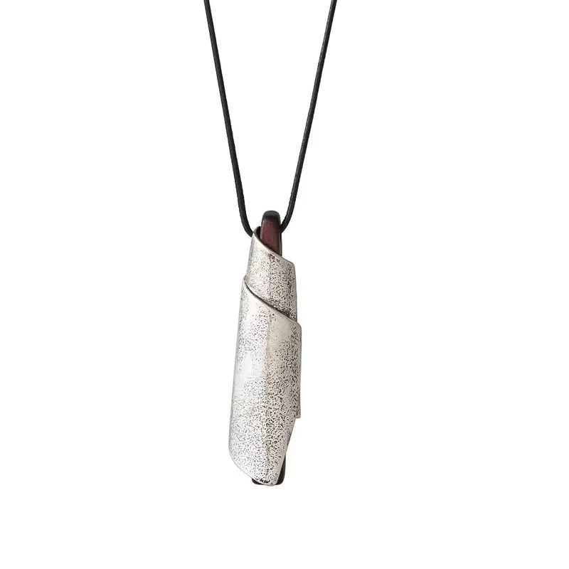 European and American retro whistle necklace light luxury high sense Korean wax rope sweater chain ebony silver roll pendant
